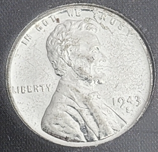 1943-Steel-Penny-Error?-Struck-Through-Grease?-Flawed-Planchet?-PMD?